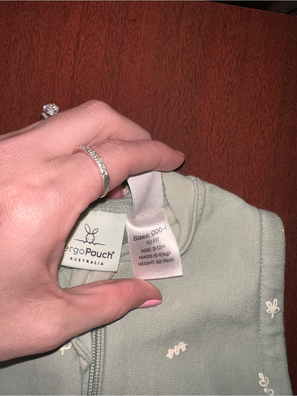 Sleepsack for Kids - Sage Green Floral Sleep Sack 3-12 Monthes - Picture 3 of 3